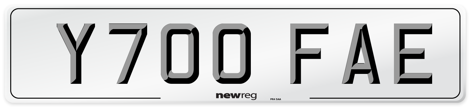 Y700 FAE Number Plate from New Reg